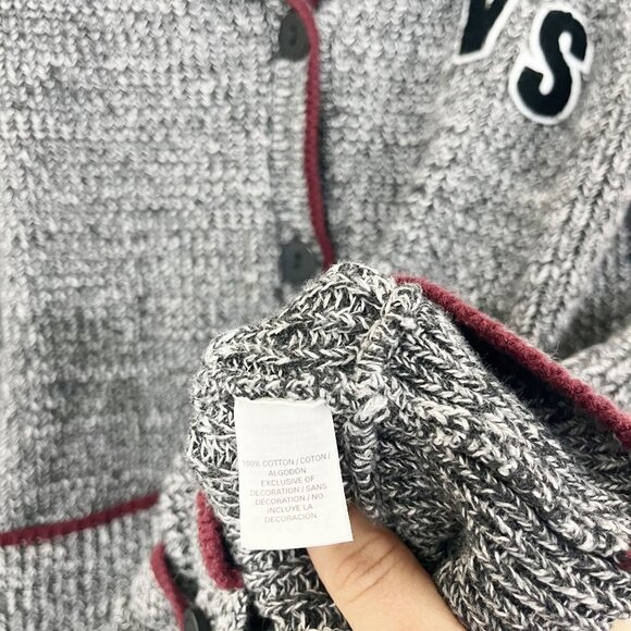 Victoria's Secret Gray Varsity Letter Cardigan Sweater Preppy - Size Medium - Picture 4 of 6